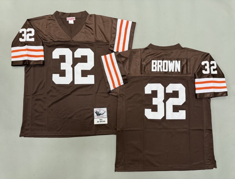 Men 2025 Cleveland Browns #32 Brown brown Throwback Limited NFL Jersey style 001